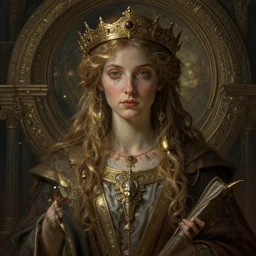 gentle muse - priestess of the pre - raphaelites, complex, highly detailed, art station, illustration, jurgens, rutkovsky, bugro, volumetric dynamic lighting, highly detailed, cinematic lighting