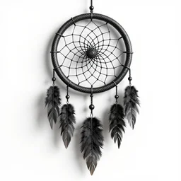 carbon fiber dreamcatcher, clean 3d render, octane render, isolated on a pure white background, centered, entire object in frame, sharp focus, soft studio lighting