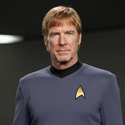 portrait of mark hamill as strar trek captain in uniform