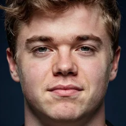 close - up portrait photo of justin bieber with down's syndrome, symmetric studio portrait