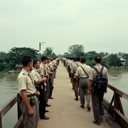 a film still from the bridge on the river kwai ( 1 9 5 7 )