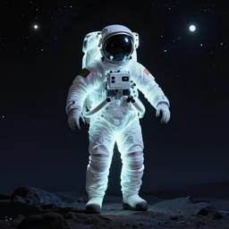 glowing astronaut inspired by René Laloux, Dan Mumford, Greg rutkowski,stars, cinematic