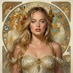 Margot Robbie as a Brazilian Goddess, cute, fantasy, intricate, elegant, highly detailed, digital painting, 4k, HDR, concept art, smooth, sharp focus, illustration, art by artgerm and H R Giger and alphonse mucha