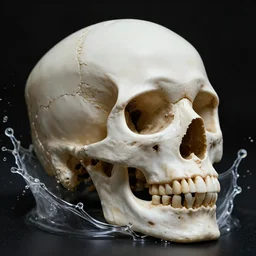 highly detailed beautiful photography of a beautifull skull, splash, sharp focus, dynamic lighting, elegant harmony, beauty, masterpiece, by riccardo federici, by craig mullins, by greg tocchini