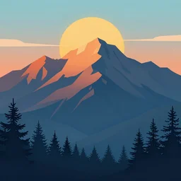 sunrise mountain vector illustration digital art by albers josef trending on artstation