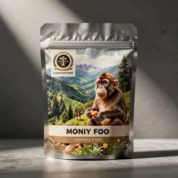 a package of monkey food, product photo,