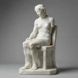 a sculpture of a person sitting on top of a chair, a marble sculpture by nicola samori, behance, neo - expressionism, marble sculpture, apocalypse art, made of mist 1 2 3 4 9. 1