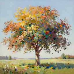 colorful tree, oil painting