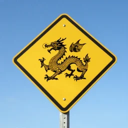 road sign warning of a dragon named Gold