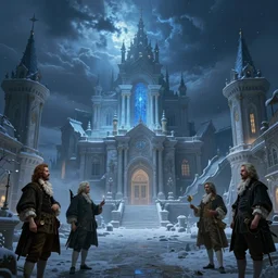neoclassical magical fantasy city, winter, blue light. by henriette ronner - knip, by william henry hunt, by rembrandt, by joseph mallord william turner, by konstantin razumov, concept art,