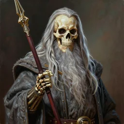 ultra realistic portrait painting of skeletor as gandalf, art by frank frazetta, 4 k, ultra realistic, highly detailed, epic lighting