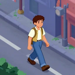 the main character walking down a street in a small space colony, from a graphic adventure game made in 1992
