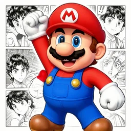 Super Mario drawn by Kentaro Miura, 4k, high quality, Manga art,
