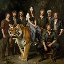 epic portrait, girl riding a large sabretooth tiger, lilia alvarado, sophie anderson, mark arian, bob byerley, charlie bowater, mark brooks, justin gerard, ross tran, wlop, william adolphe bouguereau
