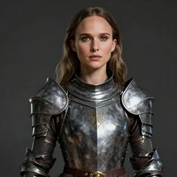 portrait of natalie portman as a legendary knight warrior, au naturel, hyper detailed, digital art, trending in artstation, cinematic lighting, studio quality, smooth render, unreal engine 5 rendered, octane rendered, art style by klimt and nixeu and ian sprigger and wlop and krenz cushart.