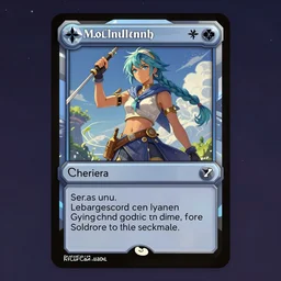 solarpunk fantasy character art player card