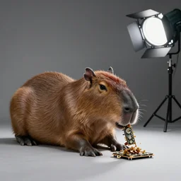 capybara eating gpus, professional photograph, studio lighting, rule of thirds