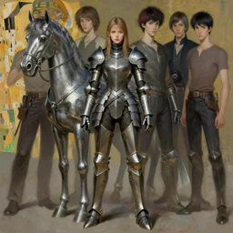 portrait full body girl metal armor and metal horse digital painting by gaston bussiere, anna nikonova aka newmilky, greg rutkowski, yoji shinkawa, yoshitaka amano, tsutomu nihei, donato giancola, geoffroy thoorens, gustav klimt, trending on artstation, muted colors, extreme detail