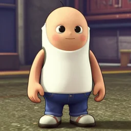 Screenshot of Meatwad from Aqua Teen Hunger Force as a 3d character in the videogame 'GTA V'. Sharpened. 1080p. High-res. Ultra graphical settings.