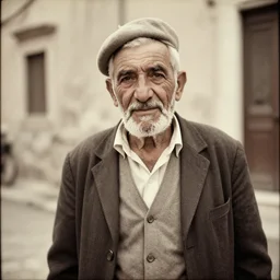vintage photograph of an old italian man in sicily.