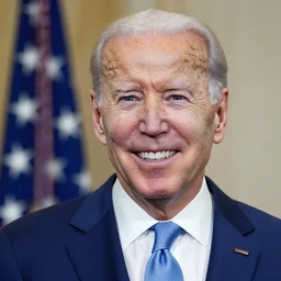 smiling joe biden with glowing eyes