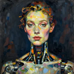 portrait of a robot by egon schiele