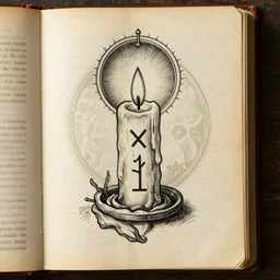 holy candle magic iconography old book vintage bible occult rune sketch alchemy ink