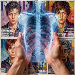 xray of couple hands holding, colourful vfx art, art by hsiao - ron cheng and james jean, presented as magazine collage style, volumetric light, colourful, sharp, detailed, digital painting, illustration, illustration, magazine collage, highly detailed, intricate detail, unreal engine, octae render, pinterest behance artstation