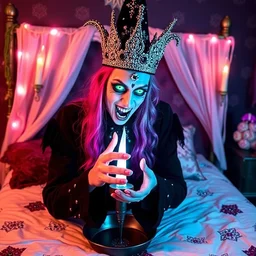 jeffree star practicing witchcraft in an y 2 k rhinestone mcbling bedroom
