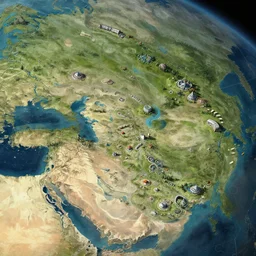 detailed map of outposts on planet 4 5 4, digital painting, super detail