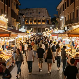crowded streets carnival rome at night in 1 7 8 9 matte painting concept art octane render trending on artstation artstationhd artsta _ - h _ 7 6 8