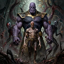 the platonic ideal of into the void of cletus kasady ultimate carnage thanos dementor doctor manhattan chtulu nazgul, detailed, intricate, hyperrealism, intense, scary, decay, dmt, art by brock hofer and artgerm and greg rutkowski and alphonse mucha