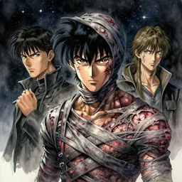 portrait, Lost souls dipped in stardust and wrapped in scar tissue, watercolor, dramatic lighting, cinematic, establishing shot, extremely high detail, foto realistic, cinematic lighting, pen and ink, intricate line drawings, by Yoshitaka Amano, Ruan Jia, Kentaro Miura, Artgerm, post processed, concept art, artstation, matte painting, style by eddie mendoza, raphael lacoste, alex ross
