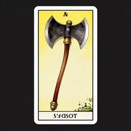 tarot card of the shadow axe item concept art by artgerm and greg rutkowski and Craig Mullins, James Jean, Andrey Ryabovichev, Mark Simonetti and Peter Morbacher 16k