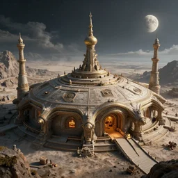 ancient medical lunar base, octane render, 8k