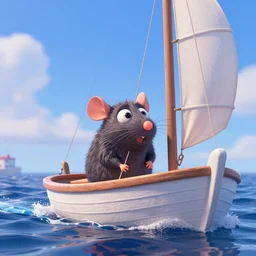 a boat on the sea. pixar disney 4 k 3 d render movie oscar winning trending on artstation and behance. ratatouille style.