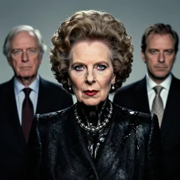 portrait of margaret thatcher wearing evil black oily tar by hr giger, greg rutkowski, luis royo and wayne barlowe, 8 k