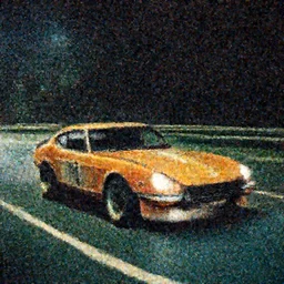 Datsun 240Z Fairlady Z 1973 racing down high way night time japan film photo motion blur front side view ((((Wadim Kashin Wenjun Lin))))