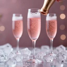 the pink champagne on ice,, intricate details, ultra realistic, unreal engine 5, depth of field, bokeh, octane render, 8 k hd,