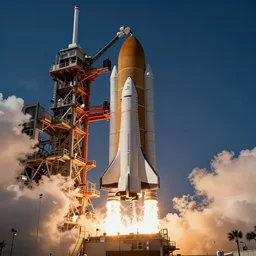 high detailed picture of a futuristic rocket launching from kennedy space center launchpad, intricate detail, beautiful lighting, trending on artstation, 8 k