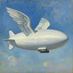 zepplins with wings, brightly coloured oil on canvas, by ilya repin