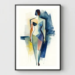 abstract illustration art print, full body figure of woman, by gary hume, society 6