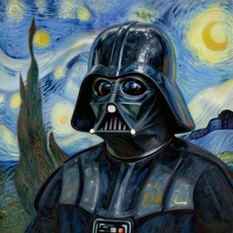 beautiful oil painting of Darth Vader by Vincent van Gogh; extraordinary masterpiece!!!!; realistic-lighting