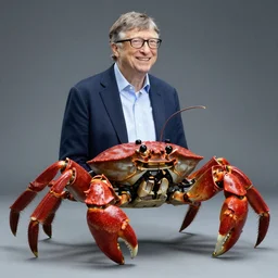 bill gates riding a robotic crab