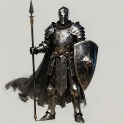 crucible knight concept, wearing ancient armor, wielding a spear and a shield, wearing cape, dark soul concept art, elden ring concept art, beksinski