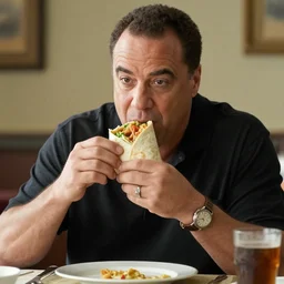 asian tony soprano eating a burrito photo