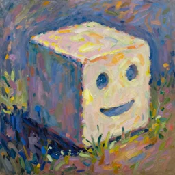 beautiful painting of companion - cube!!!!!!!!!!!! companion - cube!!!!!!!!!, art by monet