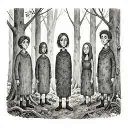weirdos in the woods. ink and natural materials, private collection.