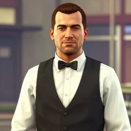 highly detailed portrait of a heroic butler in gta v, stephen bliss, unreal engine, fantasy art by greg rutkowski, loish, rhads, ferdinand knab, makoto shinkai and lois van baarle, artgerm, pixar, ilya kuvshinov, rossdraws, tom bagshaw, global illumination, radiant light, detailed and intricate environment