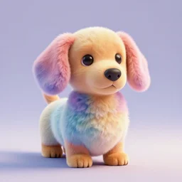 high quality 3 d render hyperrealist very cute multipastel very fluffy smooth dachshund plush mascot, vray, smooth in the background, artstation, ultra detailed, octane render